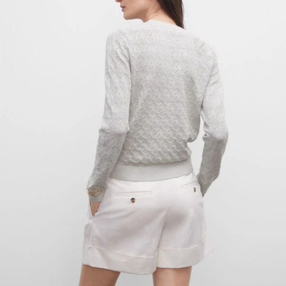 Club monaco Pointelle Stitch Crew Sweater Color: Metal Size Medium - Picture 2 of 10